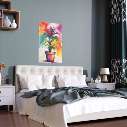 Multicolored Pot Plant 4 Indoor and Outdoor Silk Poster