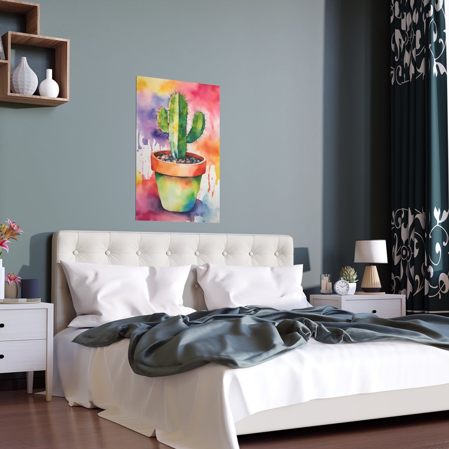 Multicolored Cactus 2 Indoor and Outdoor Silk Poster