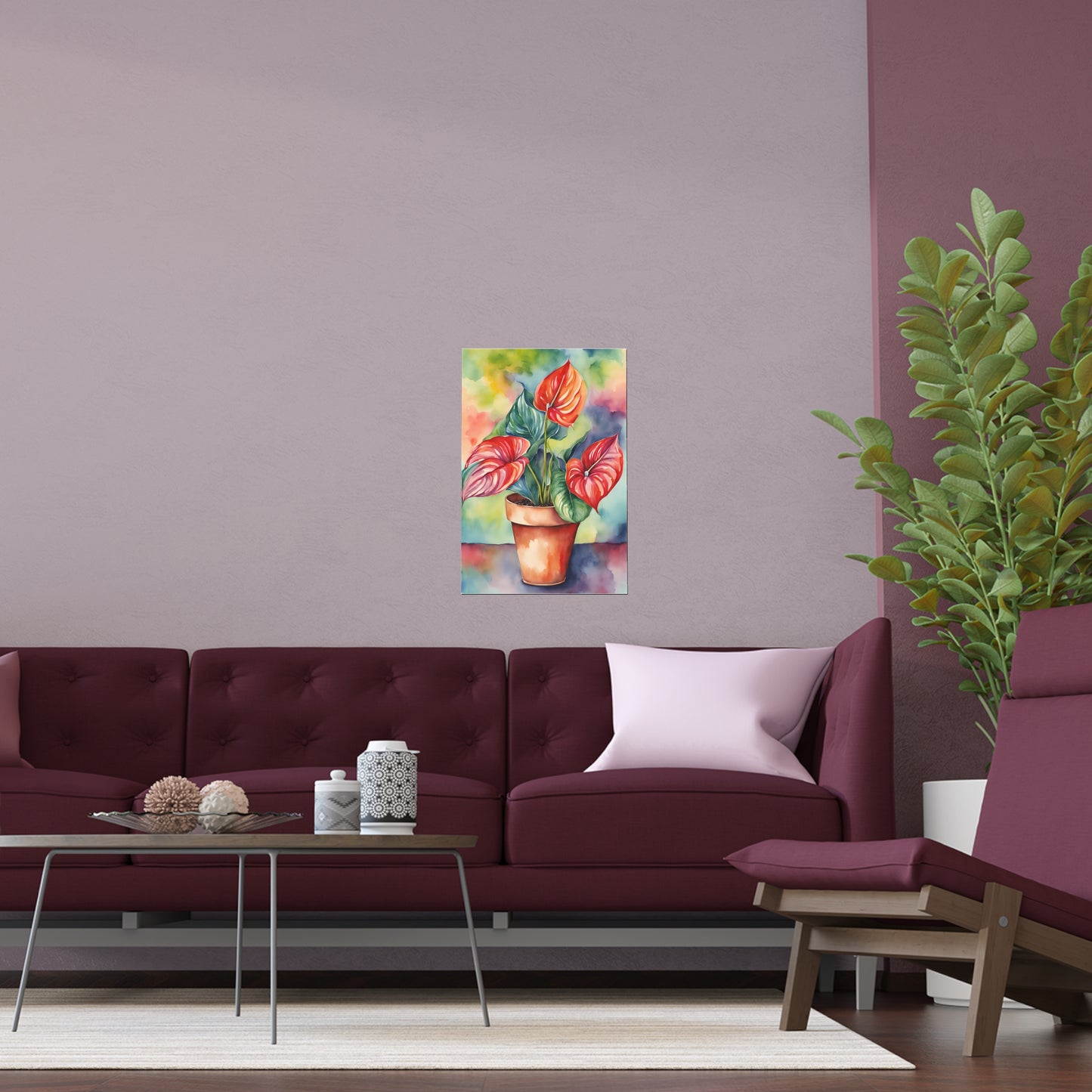 Multicolored Pot Plant 8 Indoor and Outdoor Silk Poster