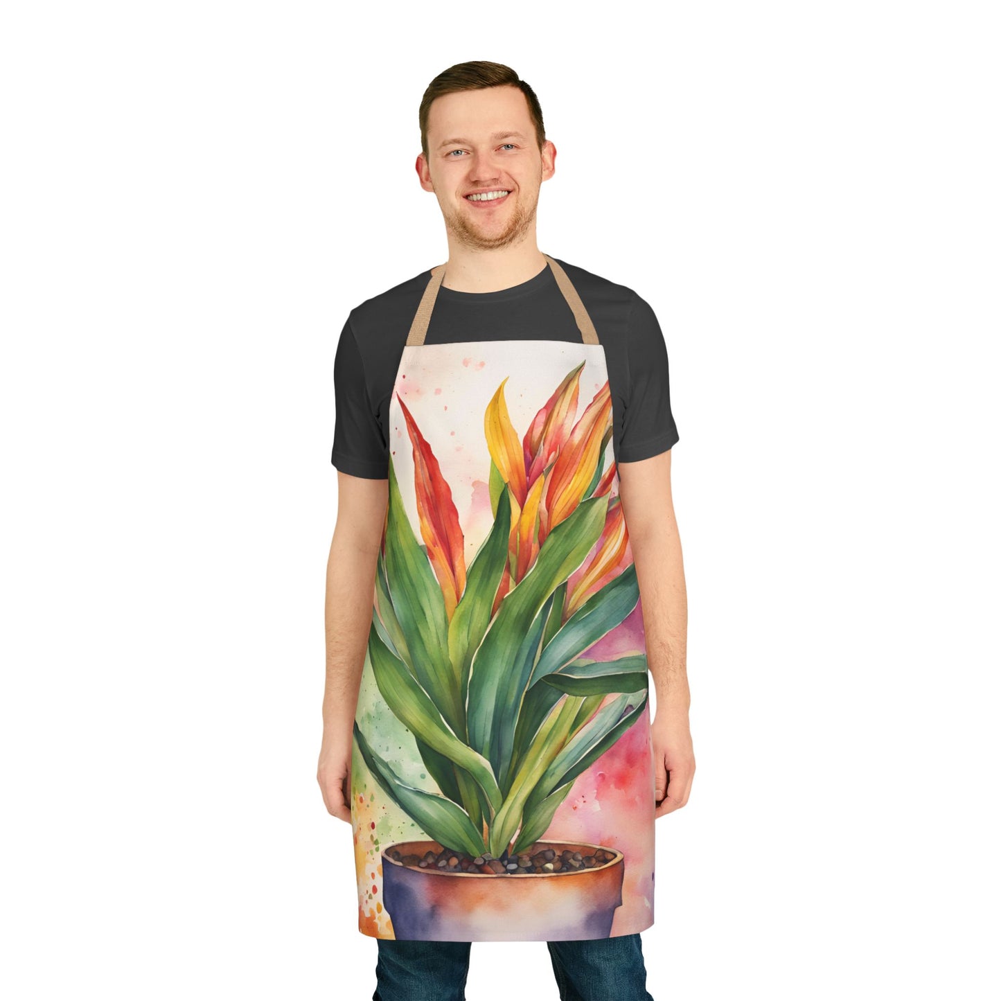 Multicolored Pot Plant 4 Adult Apron (AOP)