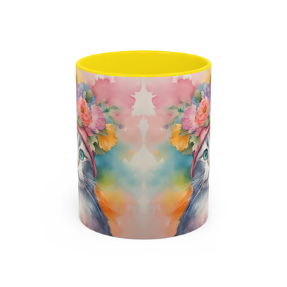Floral Rag Doll Cat 02 Accent Coffee Mug - 11oz Perfect for Cat Lovers & Gifts