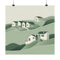 On The Hillside Green 5 Matte Square Posters