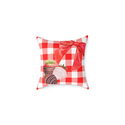 Valentine Chocolate Covered Strawberries 1 Poly Pillow