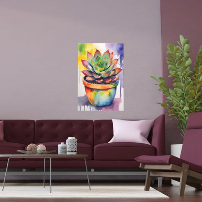 Multicolored Succulent 4 Indoor and Outdoor Silk Poster