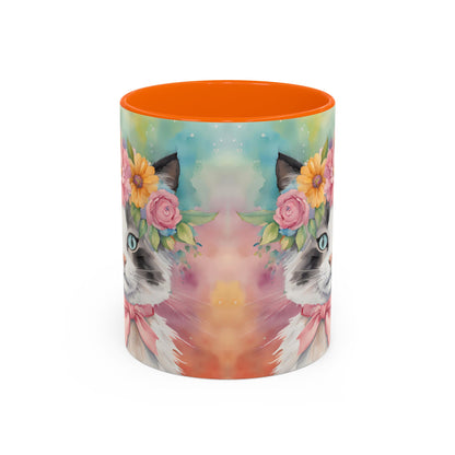 Floral Rag Doll Cat 04 Accent Coffee Mug - 11oz Perfect for Cat Lovers & Gifts