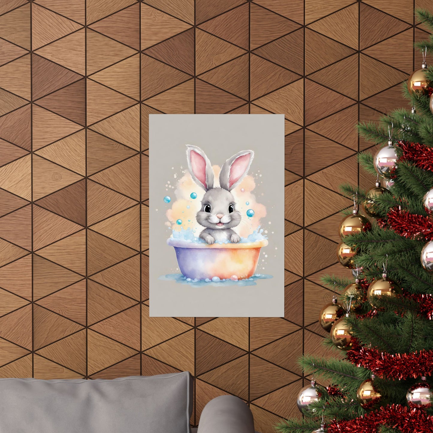 Nursery Bunny in the Bath 3 Matte Vertical Posters