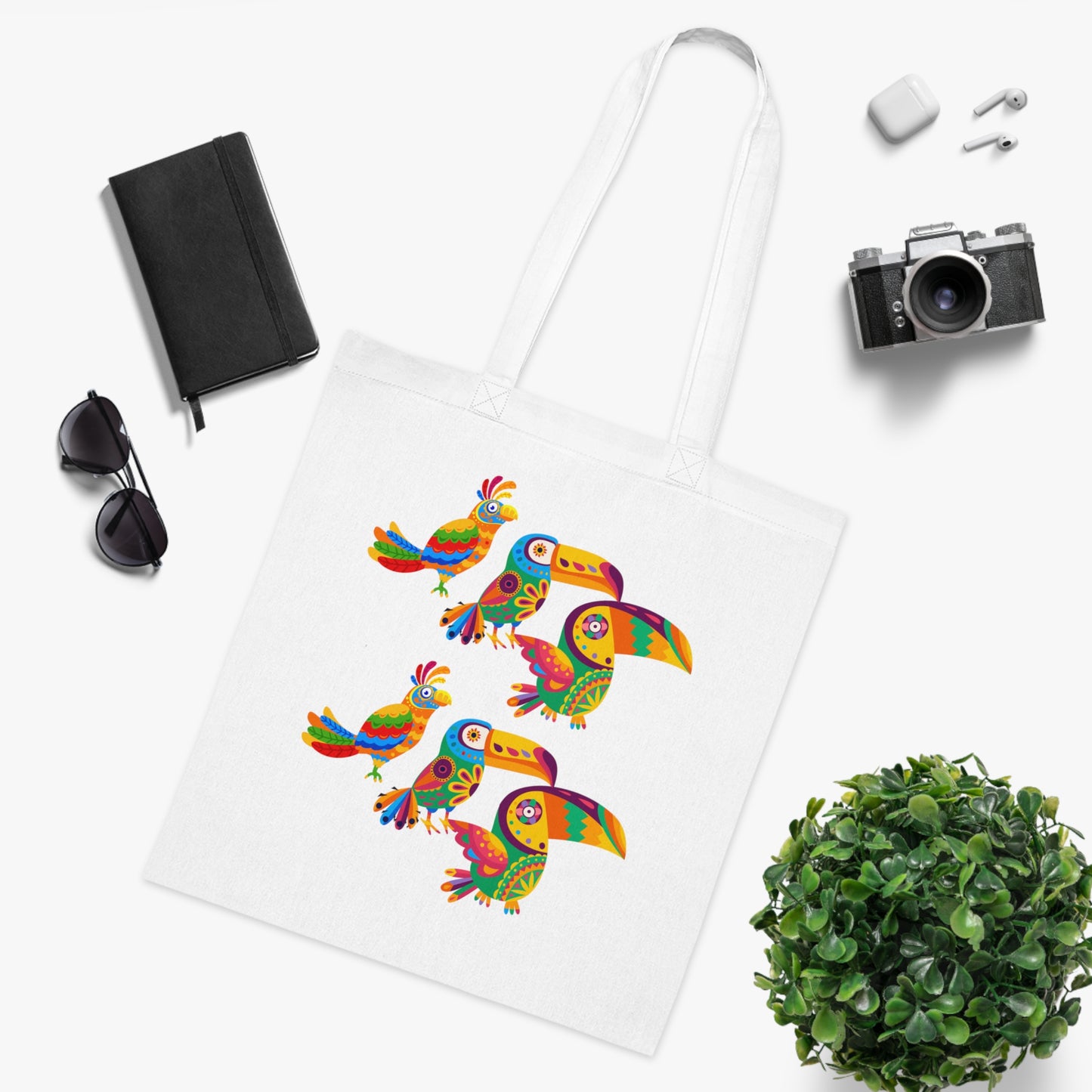 Funky birds 10 Cotton Tote