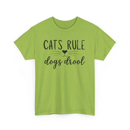 Cats Rule Dogs Drool Unisex Heavy Cotton Tee