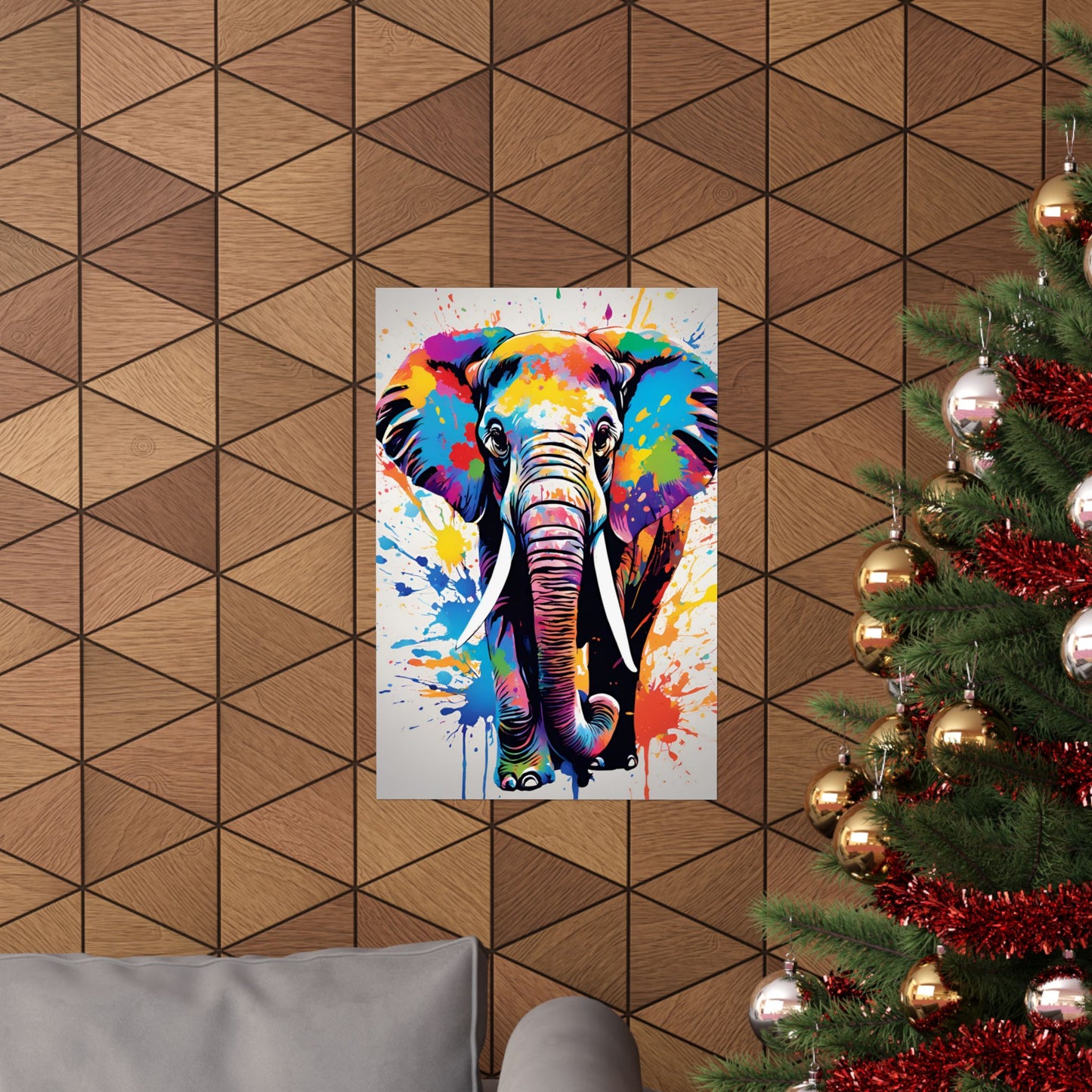 Multicolored Elephant 2 Matte Vertical Poster