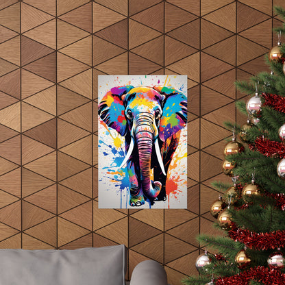 Multicolored Elephant 2 Matte Vertical Poster