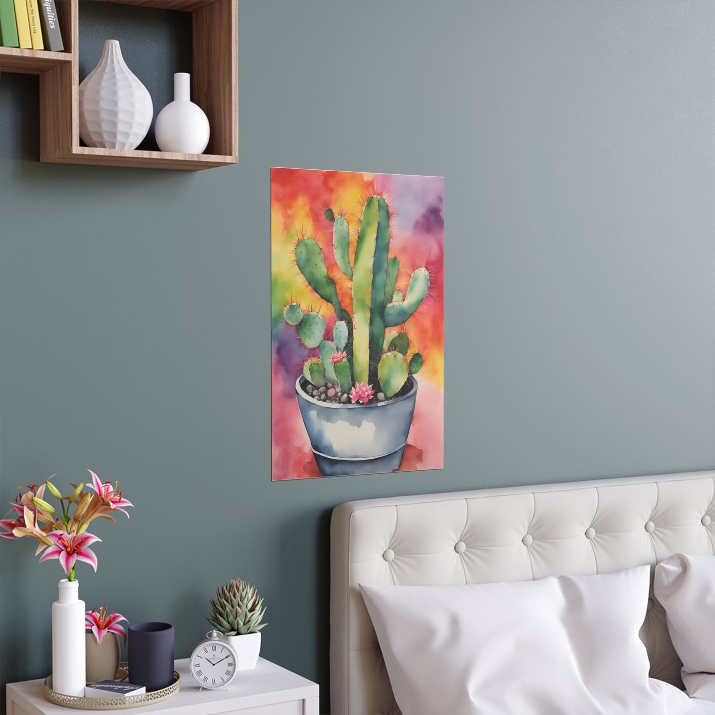 Multicolored Cactus 6 Indoor and Outdoor Silk Poster