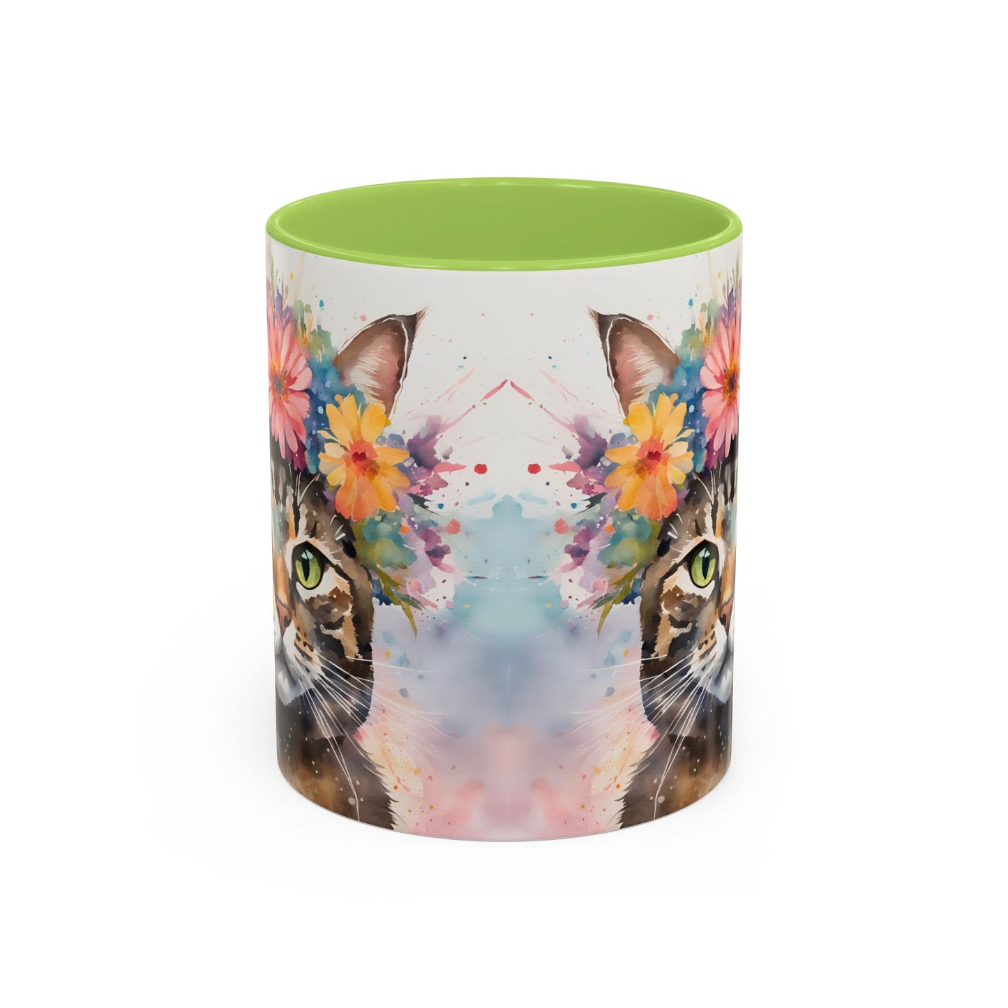 Floral Tabby Cat 03 Accent Coffee Mug - 11oz Perfect for Cat Lovers & Gifts