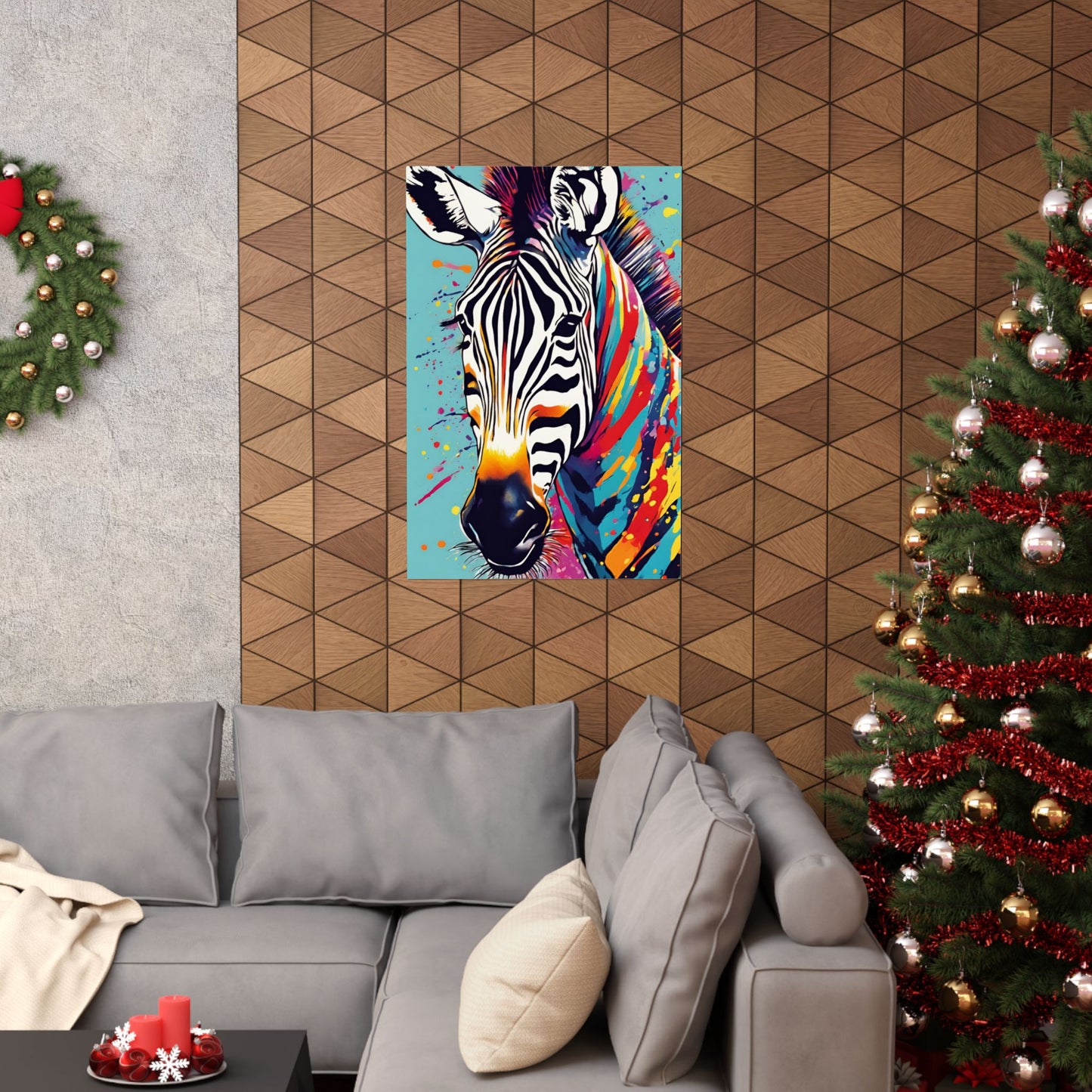 Multicolored Zebra 7 Matte Vertical Poster