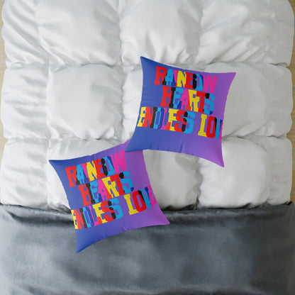 Rainbow Hearts Endless Love Poly Pillow