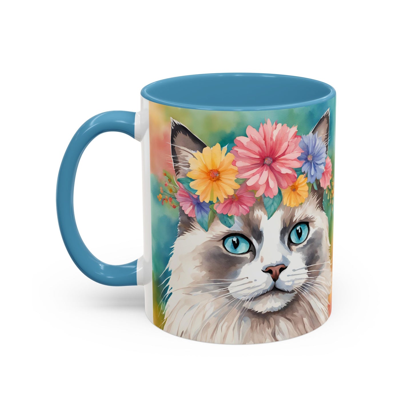 Floral Rag Doll Cat 01 Accent Coffee Mug - 11oz Perfect for Cat Lovers & Gifts