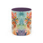 Floral Ginger Cat 02 Accent Coffee Mug - 11oz Perfect for Cat Lovers & Gifts