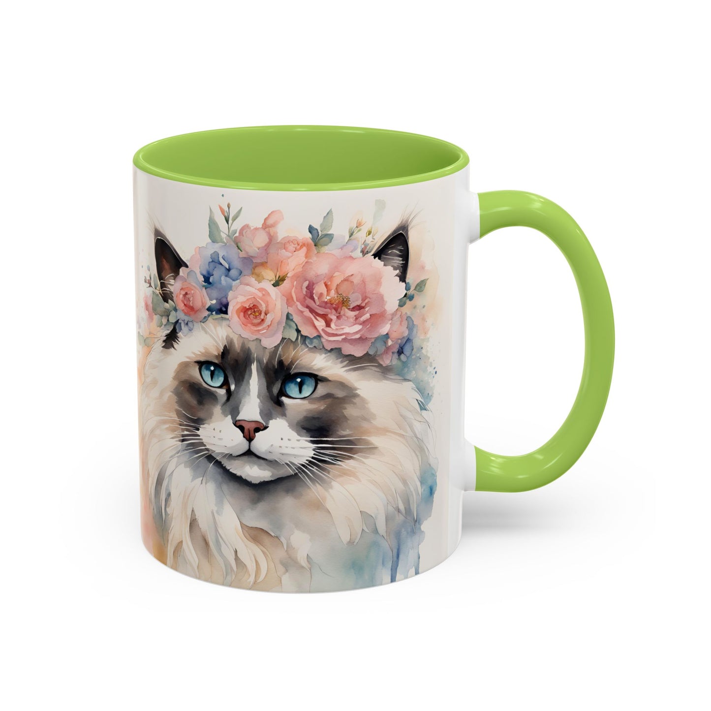 Floral Siamese Cat 04 Accent Coffee Mug - 11oz Perfect for Cat Lovers & Gifts