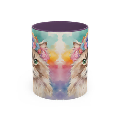 Floral Siamese Cat 02 Accent Coffee Mug - 11oz Perfect for Cat Lovers & Gifts