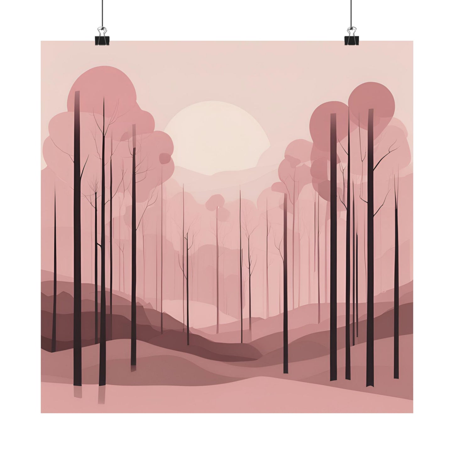 Lonely Forest Pink 2 Matte Square Posters