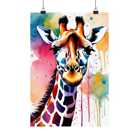 Multicolored Giraffe 02 Matte Vertical Poster