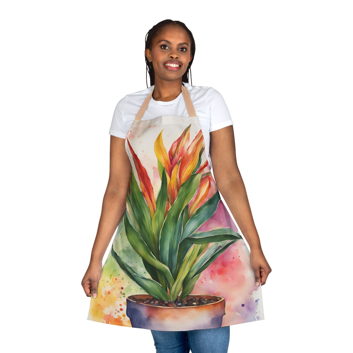 Multicolored Pot Plant 4 Adult Apron (AOP)