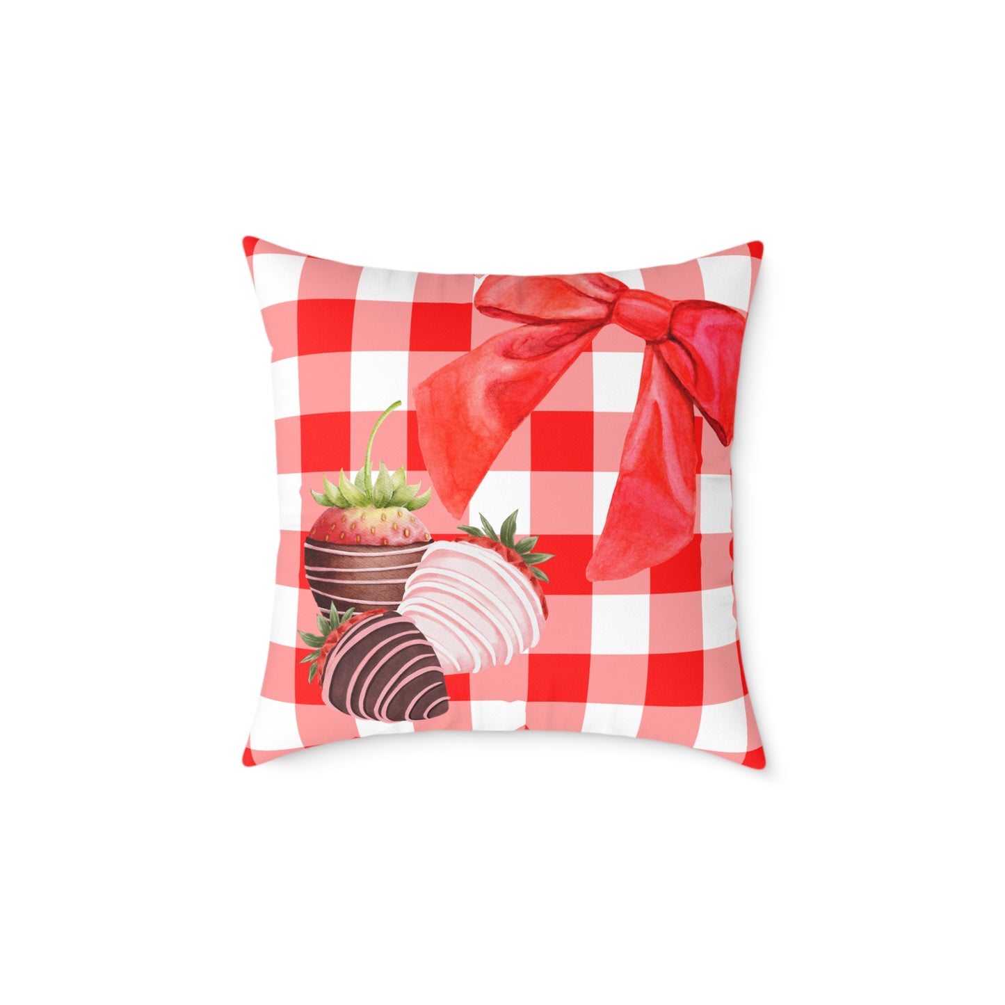 Valentine Chocolate Covered Strawberries 1 Poly Pillow