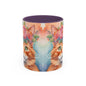Floral Ginger Cat 01 Accent Coffee Mug - 11oz Perfect for Cat Lovers & Gifts