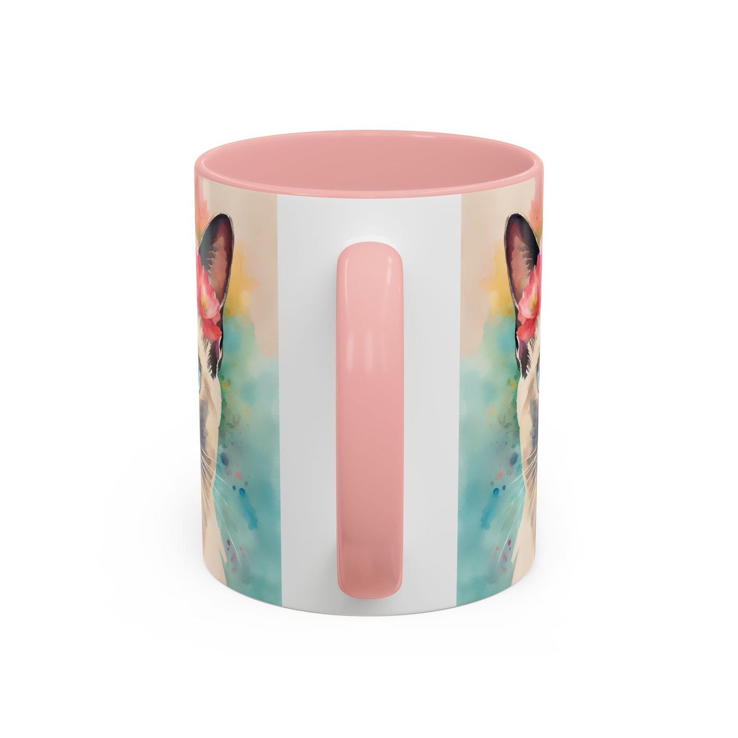 Floral Siamese Cat 04 Accent Coffee Mug - 11oz Perfect for Cat Lovers & Gifts