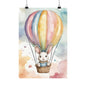 Nursery Bunny in a Hot Air Ballon 1 Matte Vertical Posters