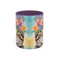 Floral Tabby Cat 01 Accent Coffee Mug - 11oz Perfect for Cat Lovers & Gifts