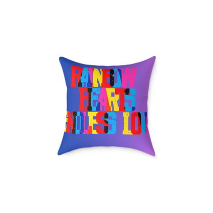 Rainbow Hearts Endless Love Poly Pillow