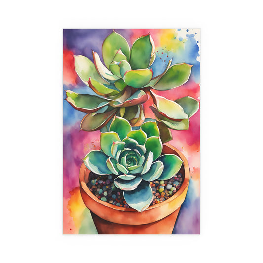 Multicolored Succulent 5 Indoor and Outdoor Silk Poster