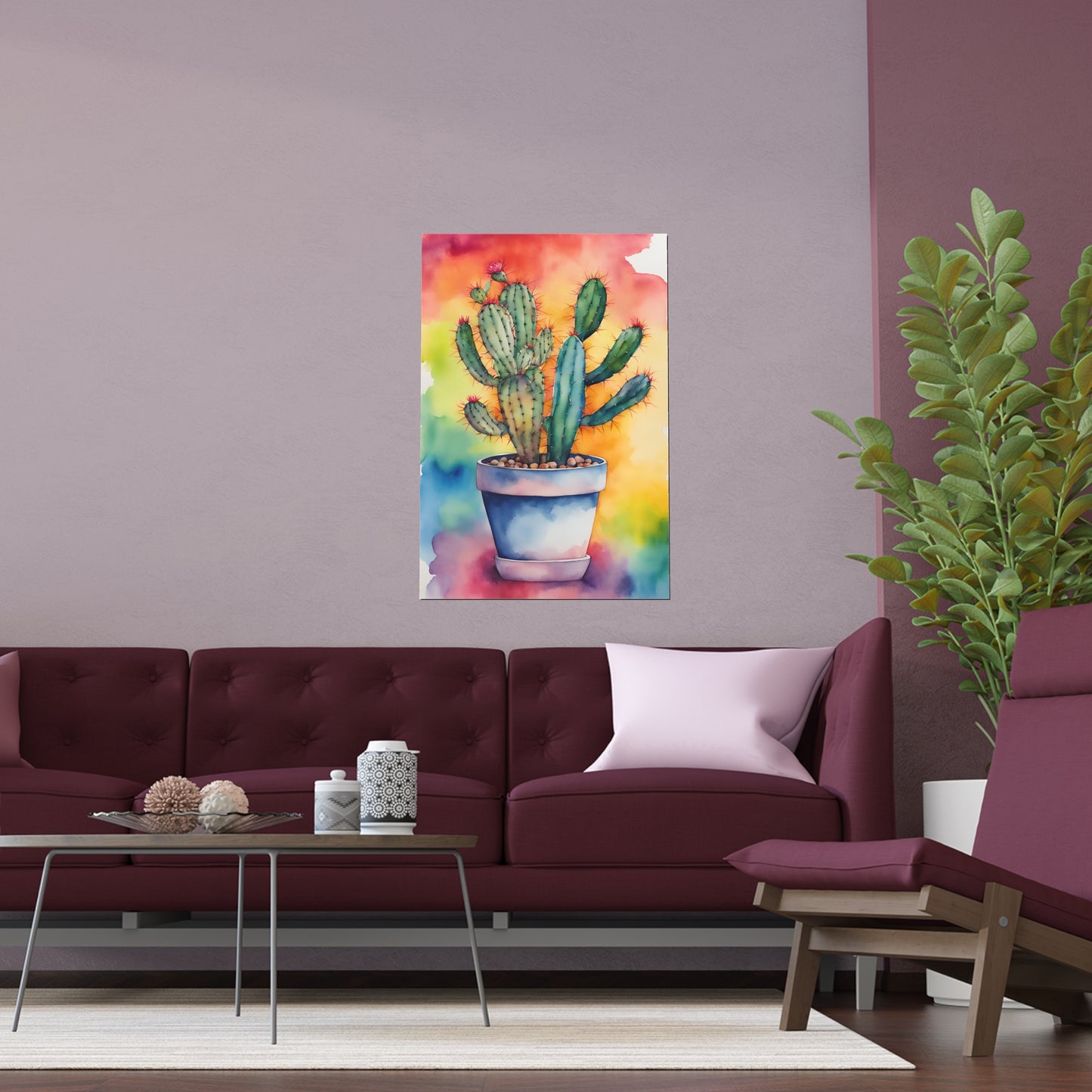 Multicolored Cactus 4 Indoor and Outdoor Silk Poster