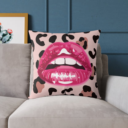 Cheetah Lips Poly Pillow