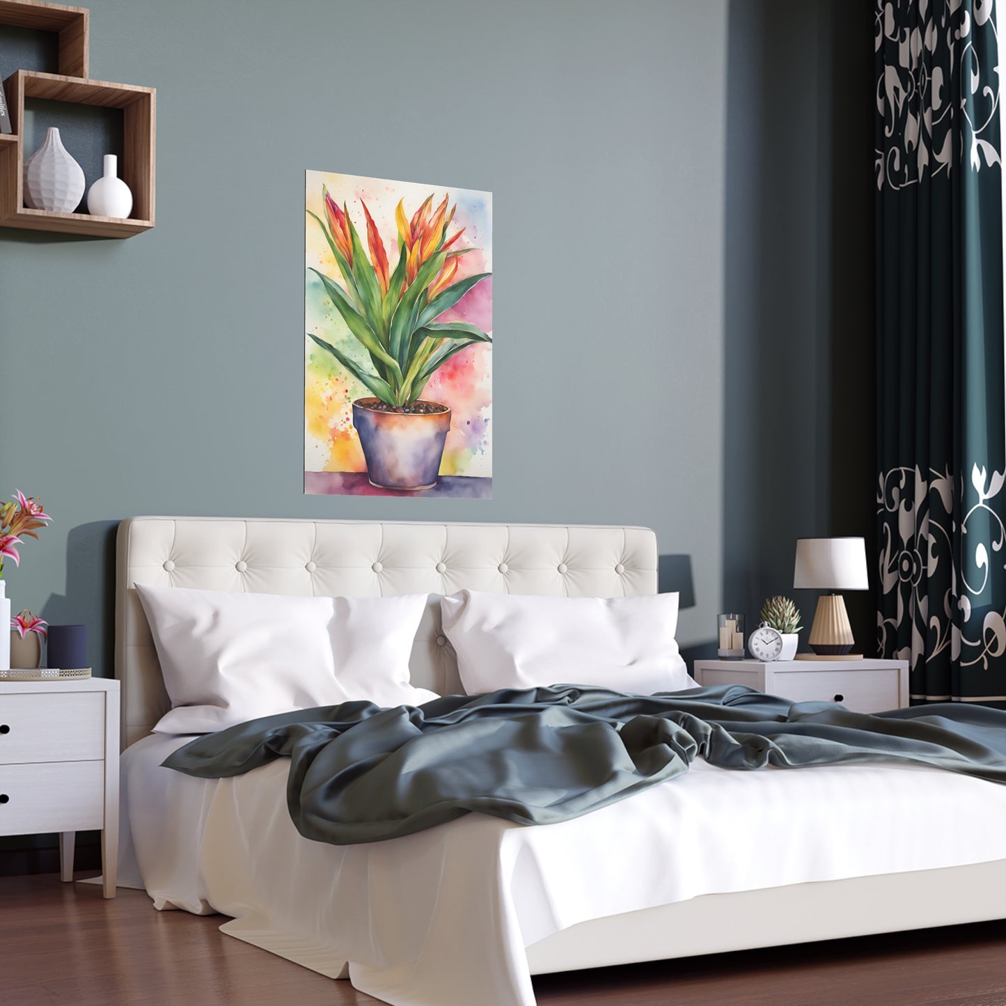 Multicolored Pot Plant 2 Indoor and Outdoor Silk Poster