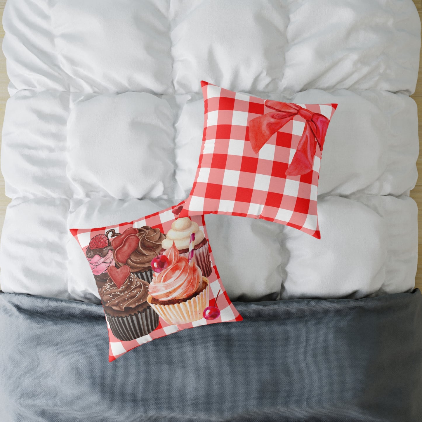 Valentine Cup Cakes Poly Pillow