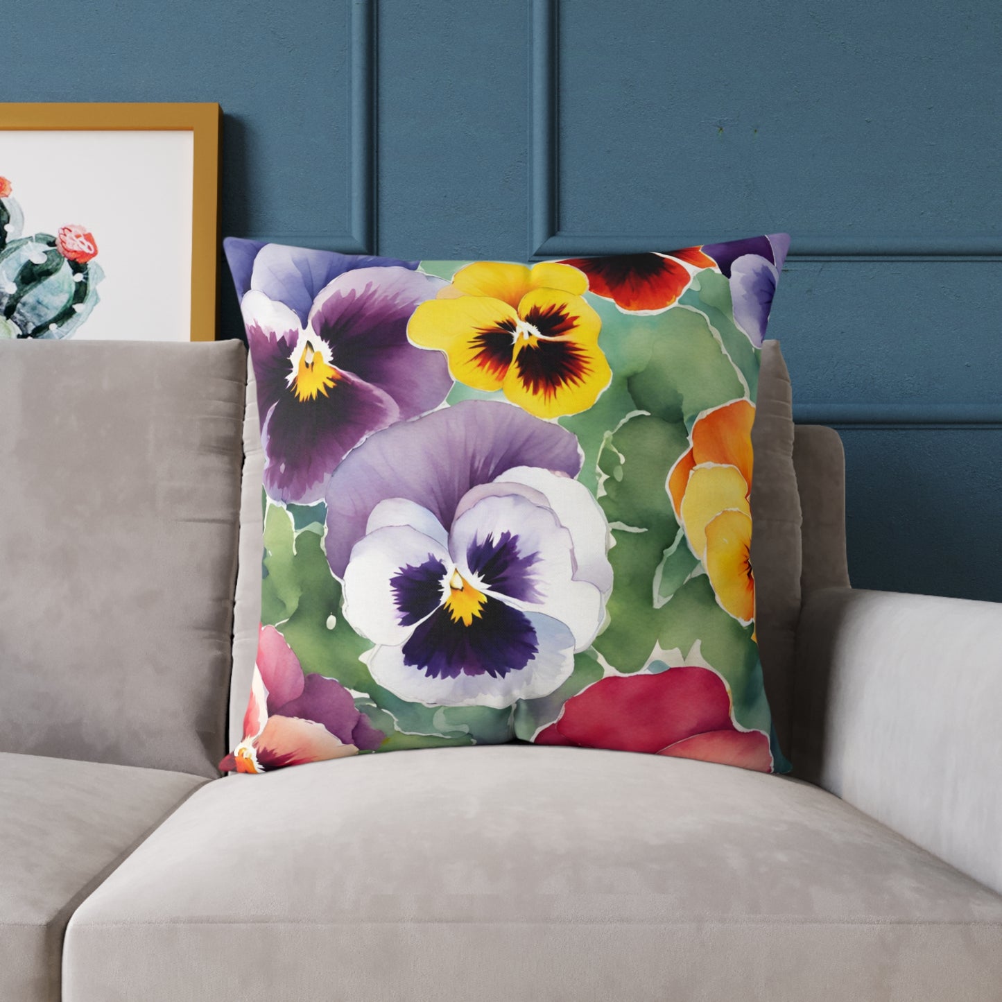 Pansies 02 Poly Pillow - Natures Beauty Design