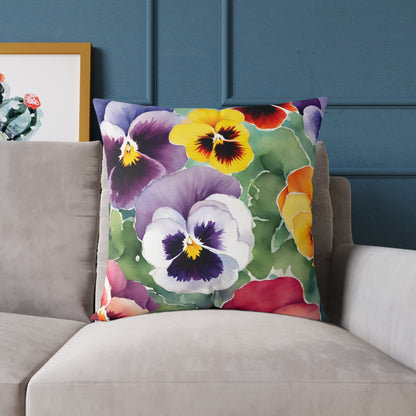 Pansies 02 Poly Pillow - Natures Beauty Design