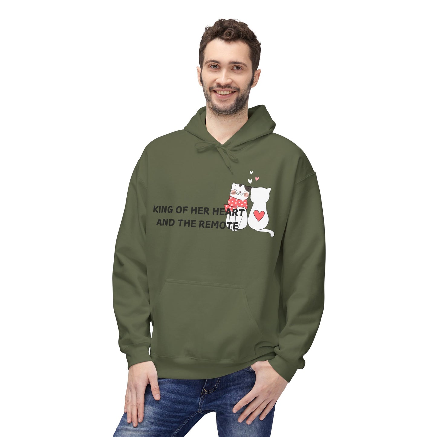 King Of Her Heart And The Remote Mens Valentines Hoodie