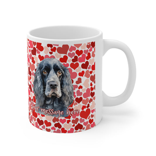 Personalized Pet Lovers Blue Roan Cocker Spaniel Valentines Mug Ceramic 11oz