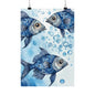 Abstract fish blue 1 Matte Vertical Posters