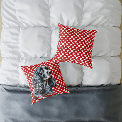 Personalized Valentine Blue Roan Cocker Spaniel Poly Cushion/Pillow 5 sizes