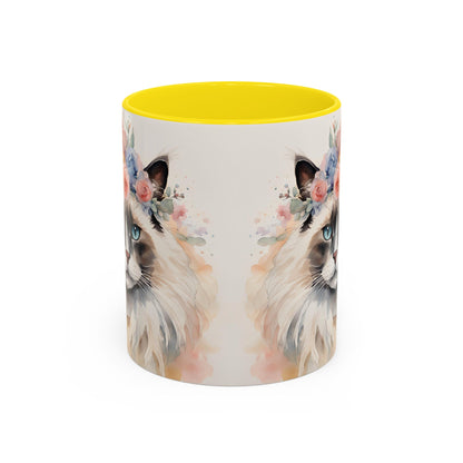 Floral Siamese Cat 04 Accent Coffee Mug - 11oz Perfect for Cat Lovers & Gifts