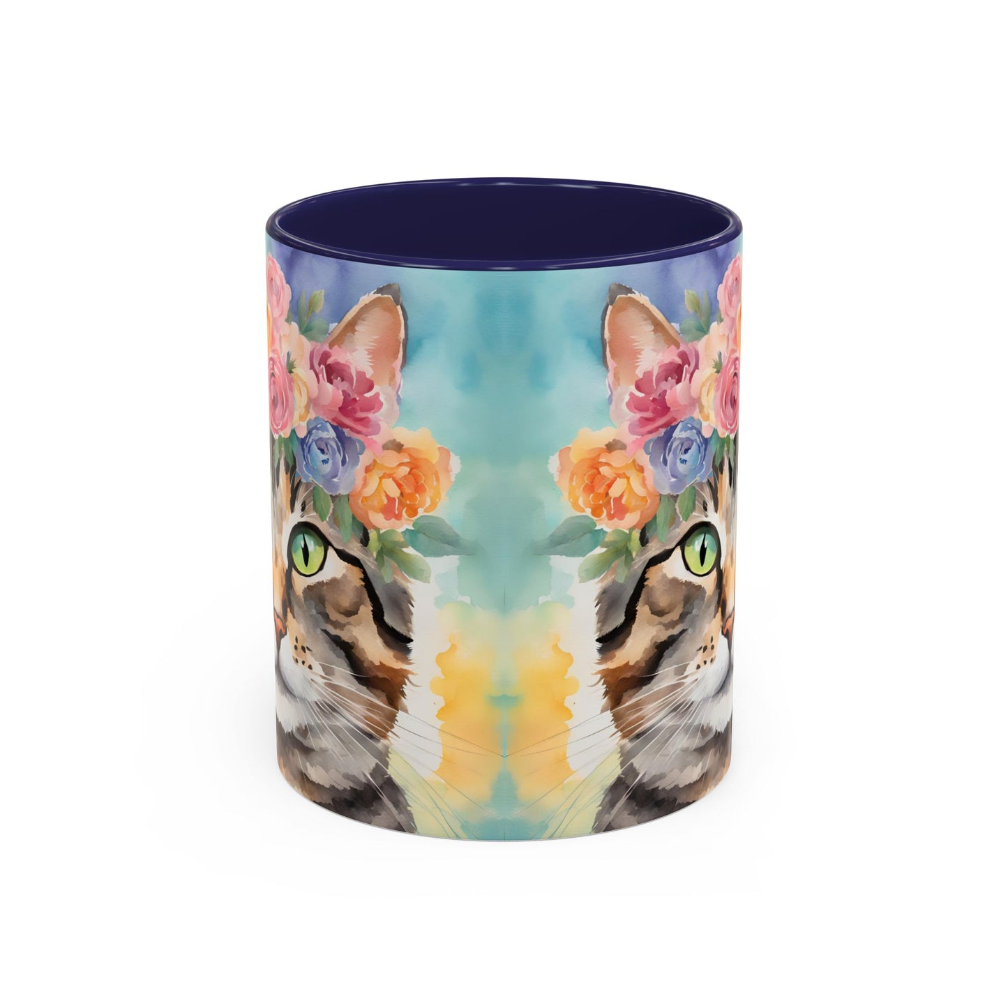 Floral Tabby Cat 01 Accent Coffee Mug - 11oz Perfect for Cat Lovers & Gifts