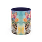 Floral Tabby Cat 01 Accent Coffee Mug - 11oz Perfect for Cat Lovers & Gifts