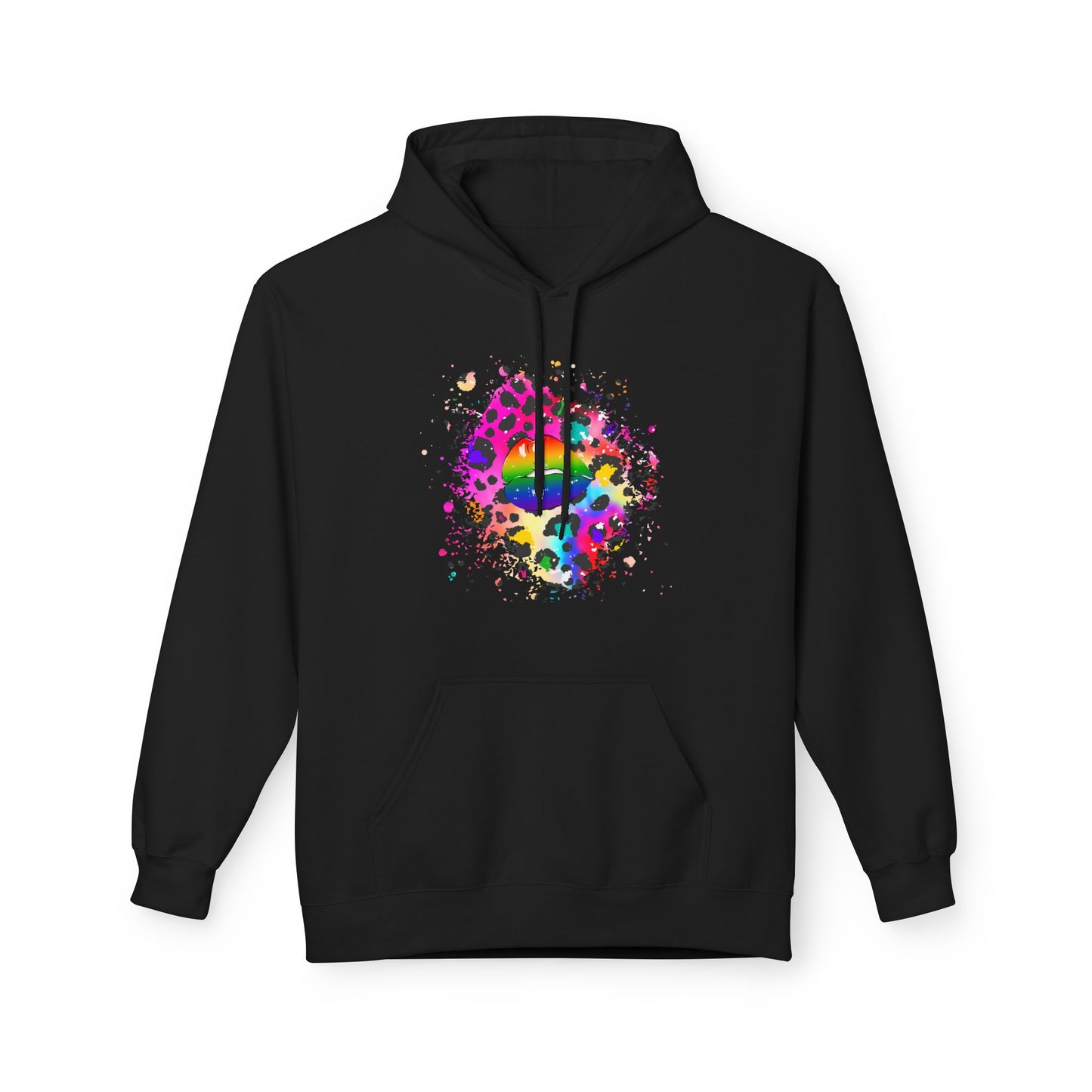 Multicolored Splash Cheetah Lips Unisex Valentines Hoodie