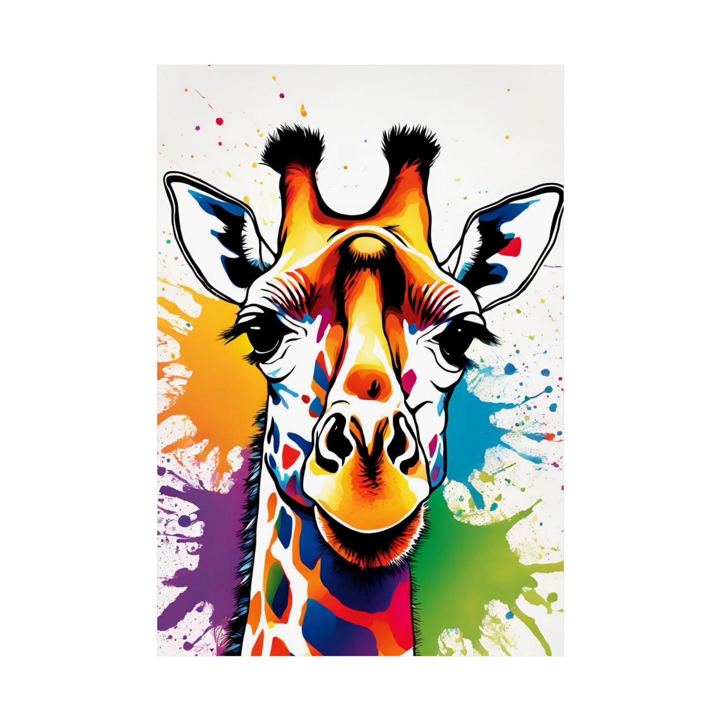 Multicolored Giraffe 06 Matte Vertical Poster