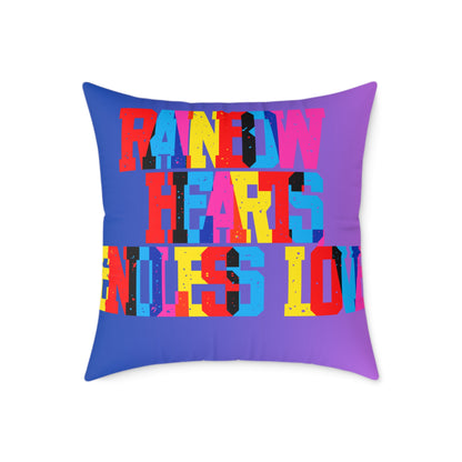 Rainbow Hearts Endless Love Poly Pillow