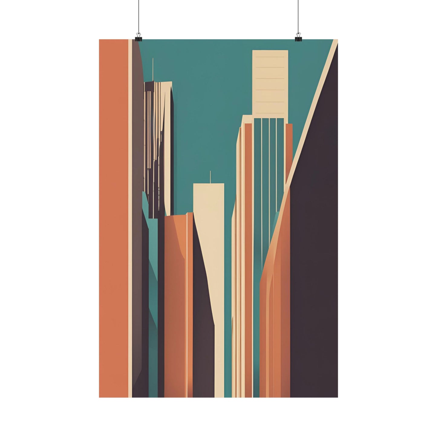 Retro cityscape 1 Matte Vertical Posters