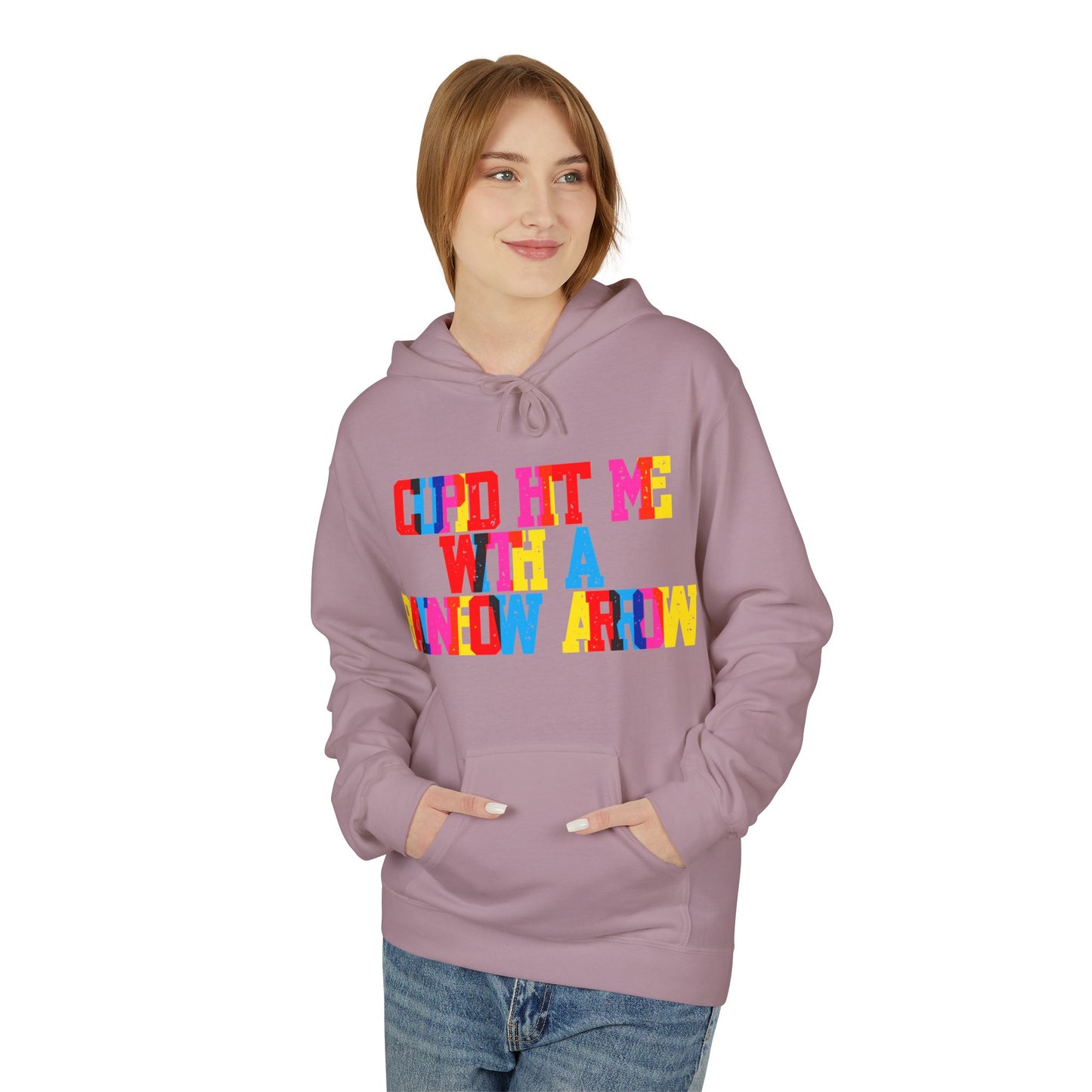 Cupid Hit Me With A Rainbow Arrow Unisex Valentines Hoodie